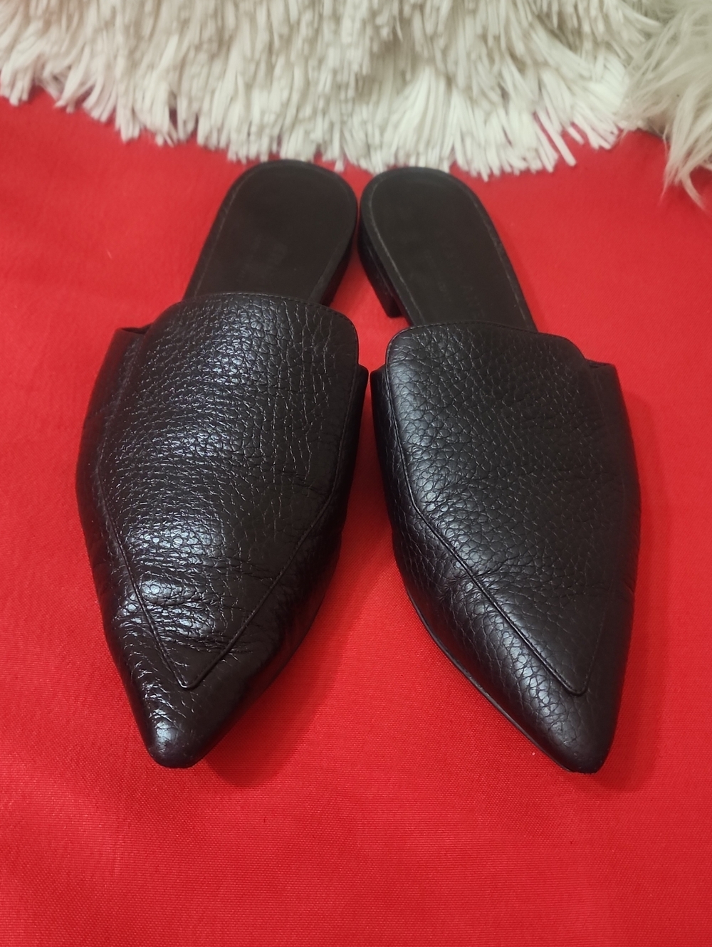 Everlane The Boss Black Pointed Leather Mule Slides